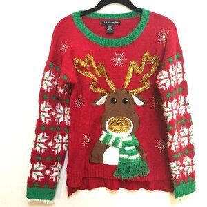 United States Sweater Ugly Christmas Moose Tinsel Sweater Women's Sz Small